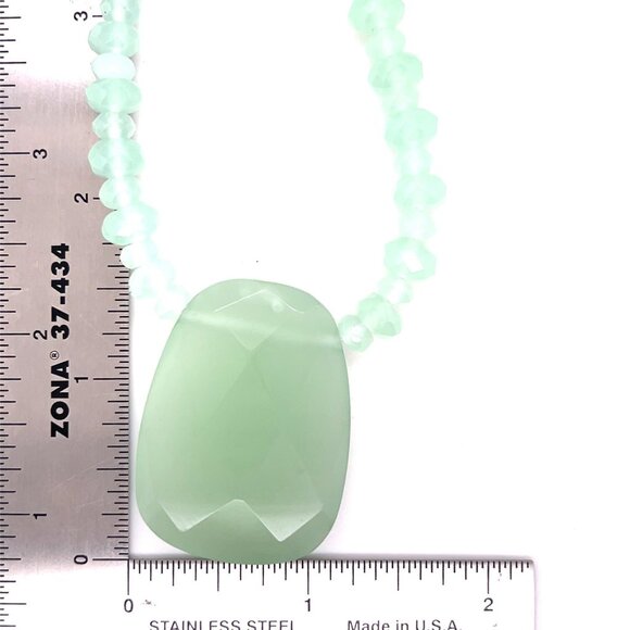 925 Silver Toggle Green Quartz Necklace - Picture 3 of 5